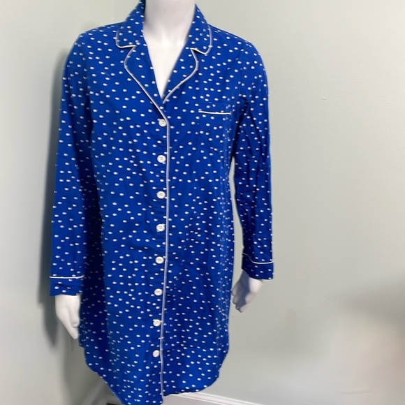 Soma Long Sleeve Blue and White Polkadot Nightshirt medium - Picture 1 of 5